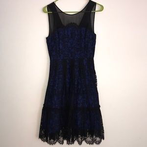 BEAUTIFUL black lace and blue dress